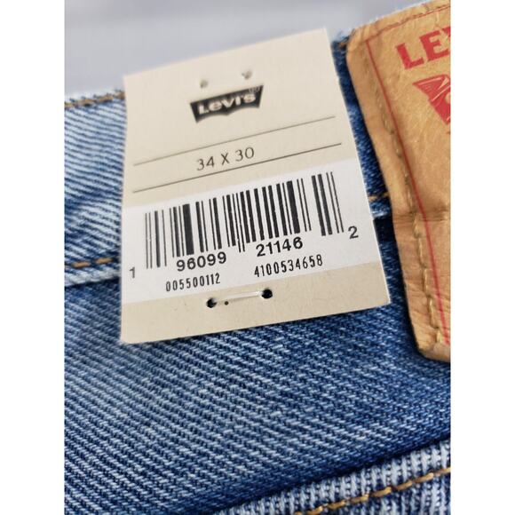 NEW - Mens Levi’s 550 Denim Jeans Relaxed Taper Sz 34 x 30 Distressed Blue - Picture 7 of 7